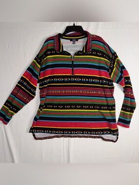 Chaps Multicolor Striped Quarter-Zip Turtleneck Sweater